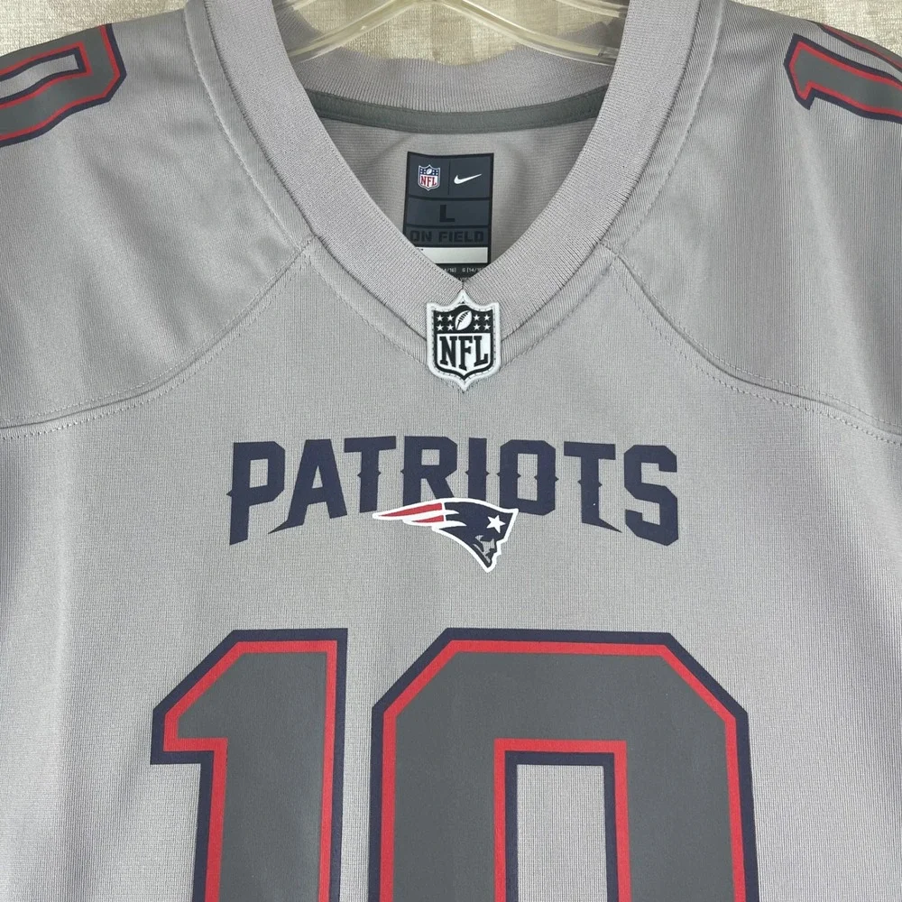 Nike New England Patriots Youth L Mac Jones #10 Gray Jersey On‎ Field Excellent